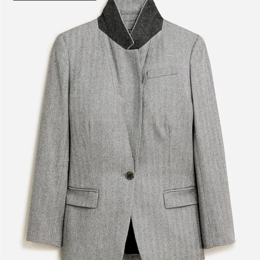 New with Tags J Crew Willa Grey Herrigbone Wool Blazer size 4 - Picture 2 of 6
